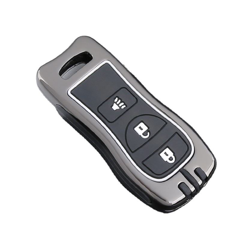 Upgraded Zinc Alloy Silicone Car Key Fob Cover for Nissan Tiida, Qashqai, NV200, Paladin | NS-04 Mod
